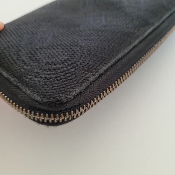 BVLGARI Zip Wallet Black Logo Italian Large Designer Canvas Leather Accordion - Picture 9 of 13